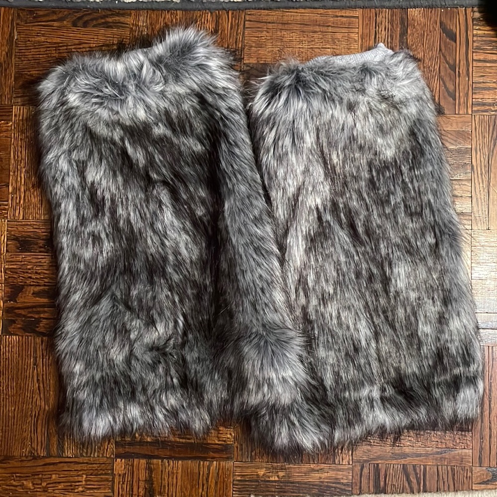 Grey Furry Leg Warmers